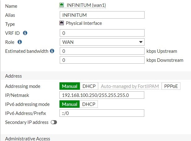 Configuracion wan fortigate